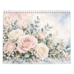 Calendário de Flores Aquarela