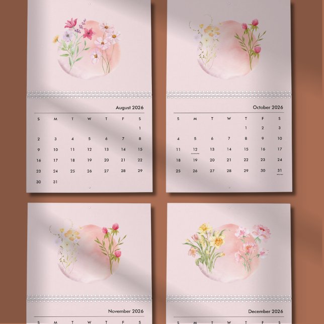 Calendário de Flores Aquarela 2026 (Criador carregado)