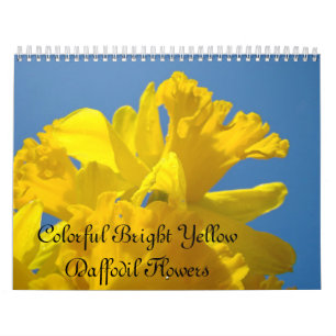 Calendário de Flores de Narcisos Amarelos Vibrante