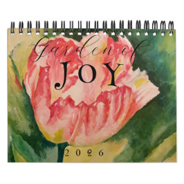 Calendário de Flores em Aquarela de 12 Meses em 2