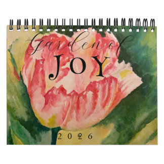 Calendário de Flores em Aquarela de 12 Meses em Du