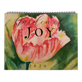 Calendário de Flores em Aquarela de 12 Meses em Du
