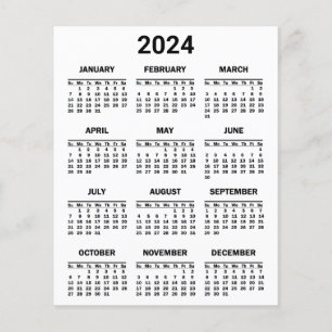 Calendário de Folha de Papel de 2024 Visão Geral d