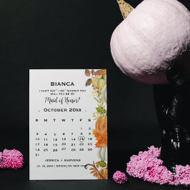 Calendário de folhas de abóbora de outono convite 