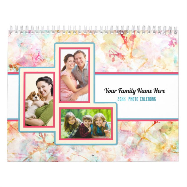 Calendário de Foto Personalizada de Padrões bonito (Capa)