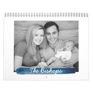 Calendário de Fotografias de Stripe de Watercolor 