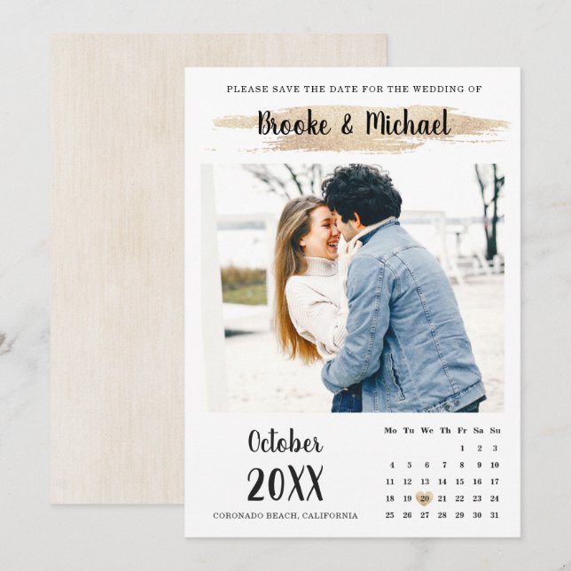 Calendário de Fotografias Guardar o cartão de data (Frente/Verso)