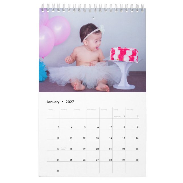 Calendário de Fotografias Personalizado | Texto do (Jan 2027)