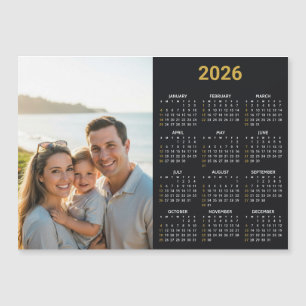 Calendário de Fotos 2026 Cartão Preto para Gelad