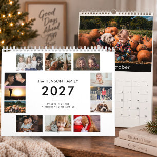 Calendário de Fotos da Família 2027 Mensal 12 Foto