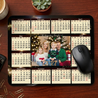 Calendário de fotos da família 2027 mousepads de a