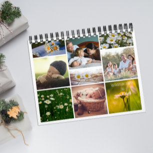 Calendário de fotos da família da margarida branca