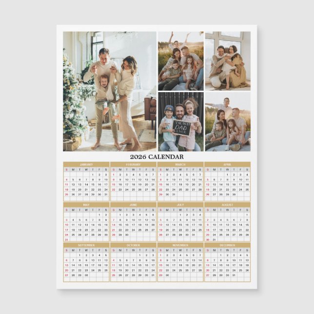 Calendário de Fotos da Família de 2026 em Cartão M (Frente)