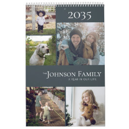 Calendário de Fotos da Família em Cores Elegantes 