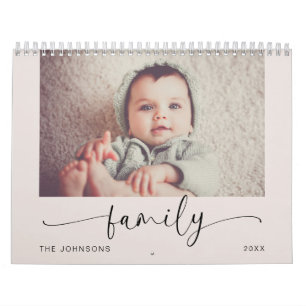 Calendário de Fotos da Família em Pastel Moderno