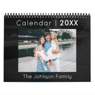 Calendário de Fotos da Família Moderna Preto