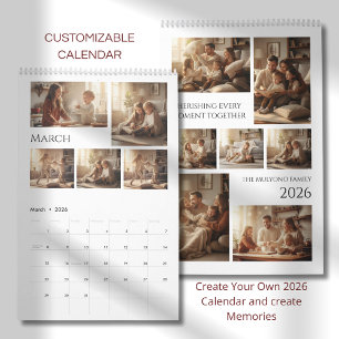 Calendário de Fotos de Família Minimalista Elegant