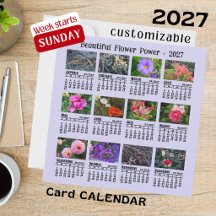 Calendário de Fotos de Flores de 2027 Domingo Sema