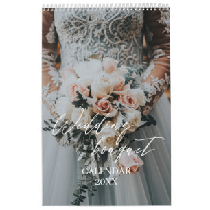 Calendário de fotos do buquê do casamento elegante