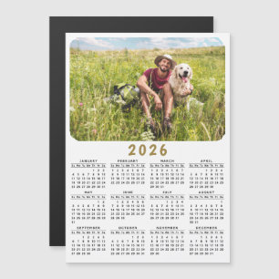 Calendário de Fotos Magnético Moderno 2026 Preto