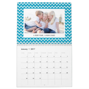 Calendário de Fotos Moderno de Cor e Legenda Edit