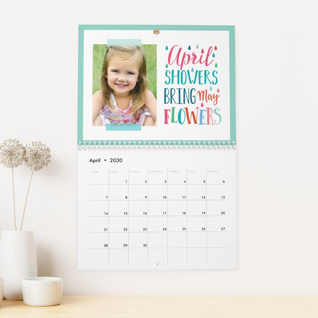 Calendário de Fotos Moderno de Cotações Sazonais (Criador carregado)