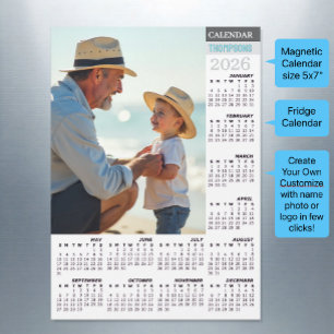 Calendário de Fotos para Geladeira 2026 / Família