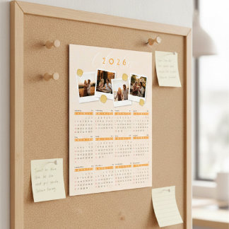 Calendário de Fotos Personalizado de 2026 em Cartã