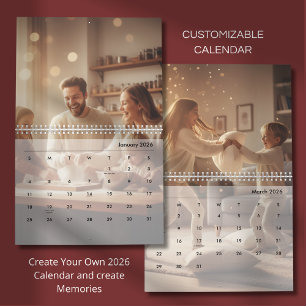Calendário de Fotos Personalizado Minimalista Famí