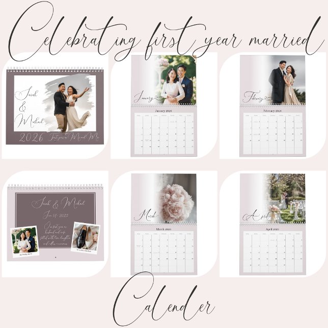 Calendário de Fotos Rosa Casal Recém-Casados Moder (Criador carregado)