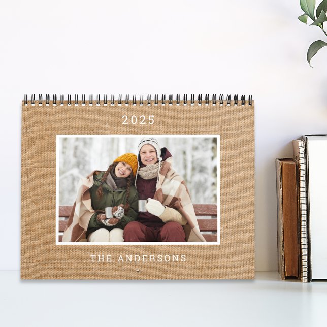 Calendário de Fotos Rustic Burlap 2025 (Criador carregado)