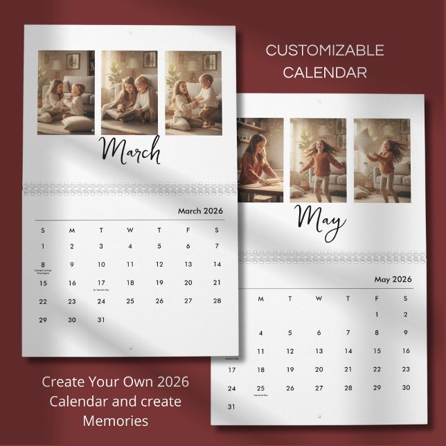 Calendário de Fotos Simples Moderno (Criador carregado)