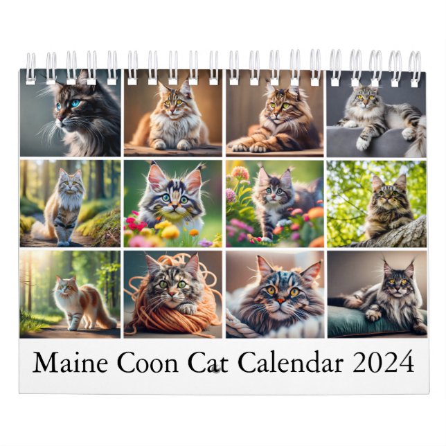 Calendário de Gato do Maine Coon - Pintura Digital (Capa)