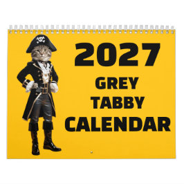 Calendário de Gato Tabby Cinza 2027