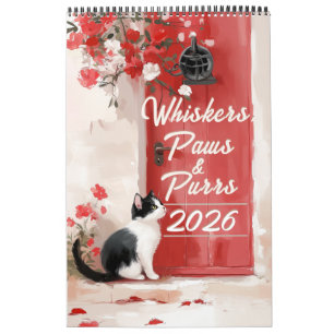 Calendário de Gatos Tuxedo 2026 - Arte de Gato Pre