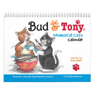 Calendário De Gatos Whimsical Apresentando Bud & T