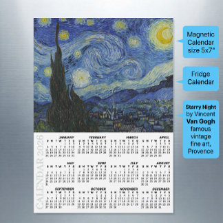 Calendário de Geladeira 2026, Noite Estrelada / Va