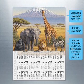 Calendário de Geladeira África 2026, Animais, Kili