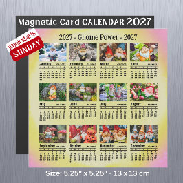 Calendário de Gnome de Foto Personalizada de 2027