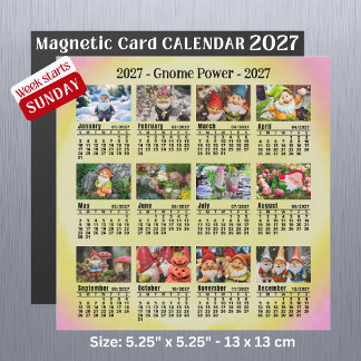 Calendário de Gnome de Foto Personalizada de 2027