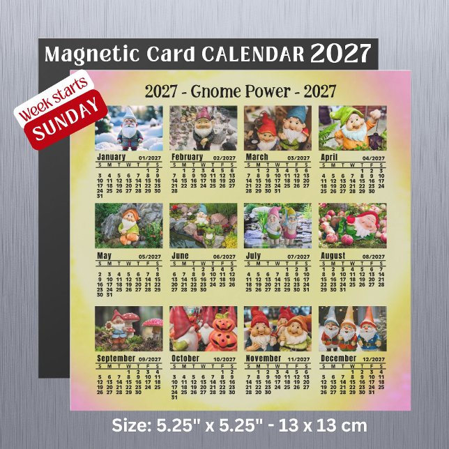 Calendário de Gnome de Foto Personalizada de 2027  (Criador carregado)