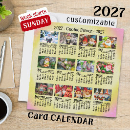 Calendário de Gnome de Foto Personalizada de 2027