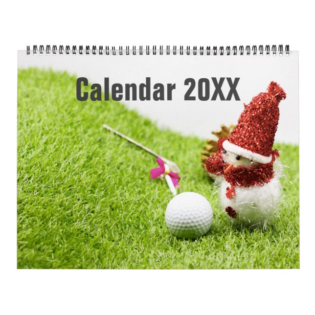 Calendário de Golfe com Natal de bola de golfe Ano (Capa)