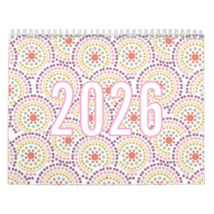 Calendário de Ilustração de Padrão Pastel Colorido