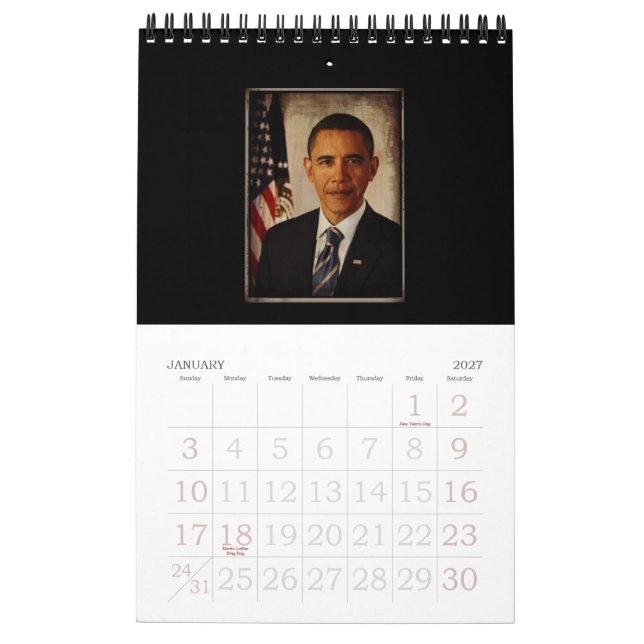 Calendário de Imagens do Presidente Obama e da Fam (Jan 2027)