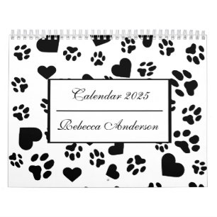 Calendário de Impressão de Pata de Gato Preto Pers