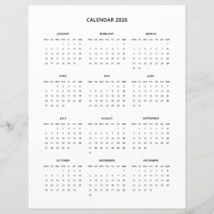 Calendário de Impressão Minimalista Moderno de 202