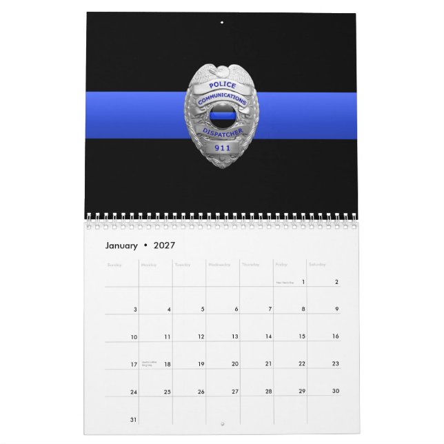 Calendário de Linha Azul Mínima de Despacho 911 co (Jan 2027)