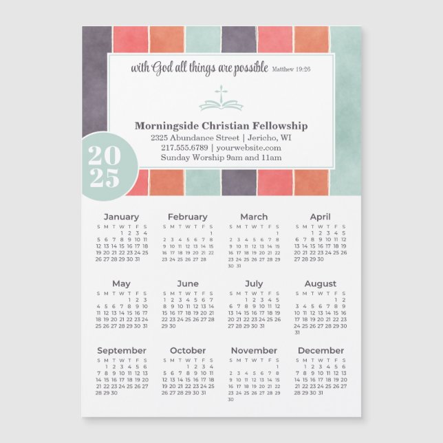Calendário de Listras Multicolores Promo da Igreja (Frente)