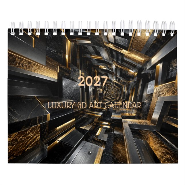 Calendário de Luxo Preto e Dourado 3D 2027 (Capa)